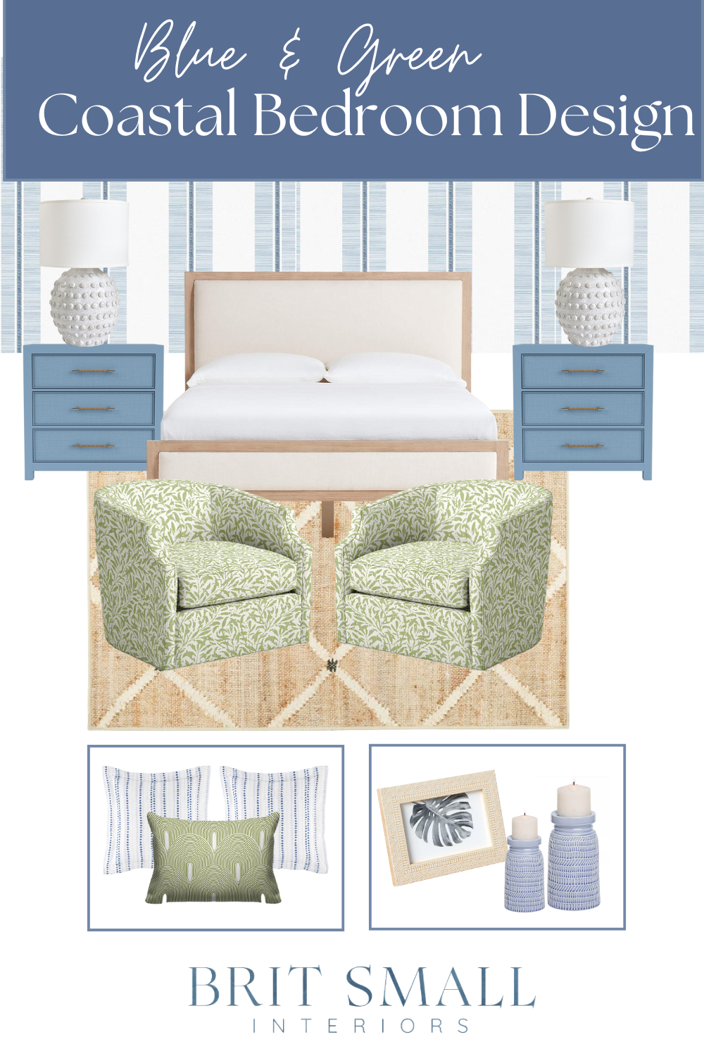 Behind the Design- Blue and Green Coastal Bedroom - Brit Small Interiors